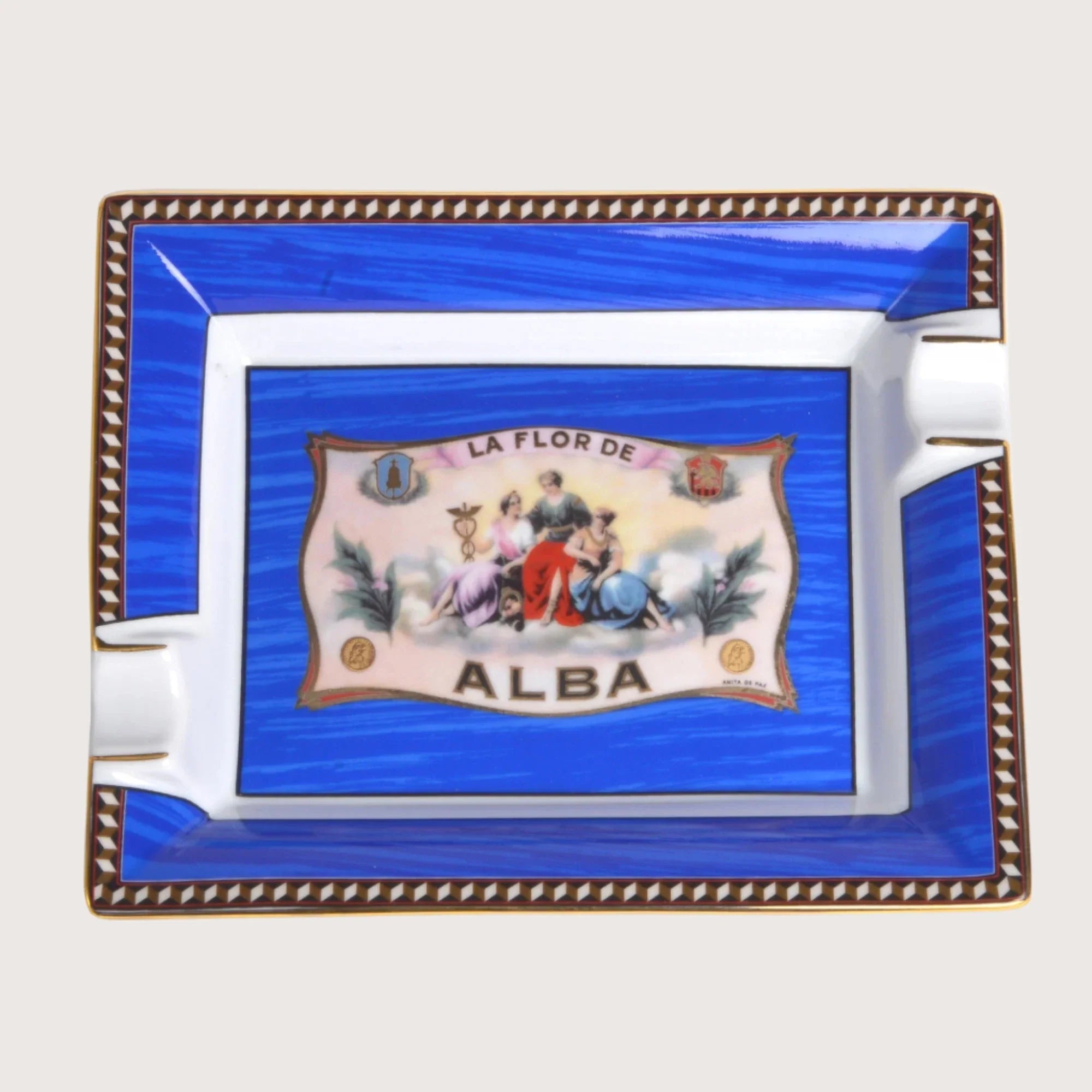 Elie Bleu "Casa Cubana" Porcelain Cigar Ashtray With Gold Bridges
